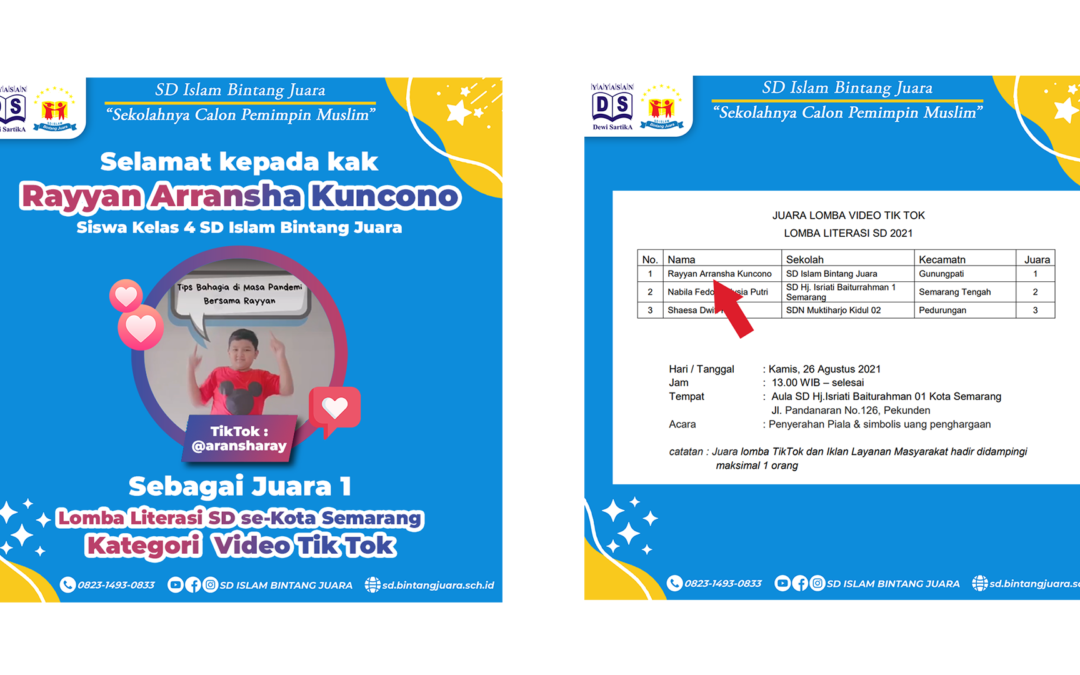 Rayyan Arransha Kuncono Juara 1 Lomba Literasi se-Kota Semarang
